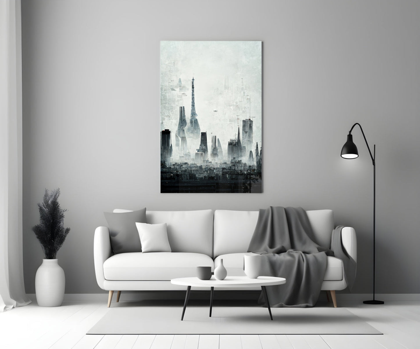Old City Silhouette Glass Wall Art