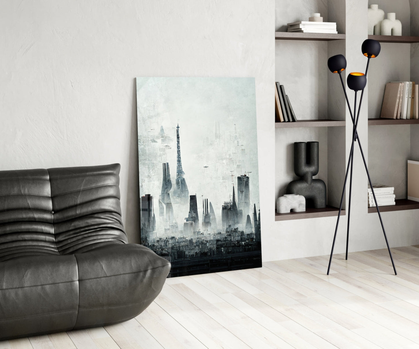Old City Silhouette Glass Wall Art