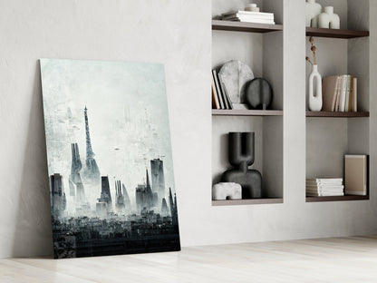 Old City Silhouette Glass Wall Art