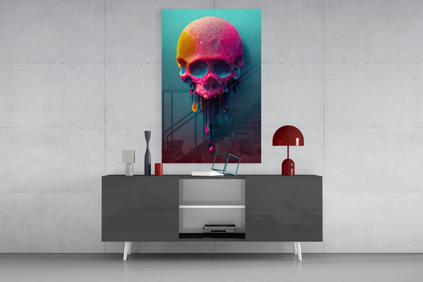 Melt of the Skull Glass Wall Art