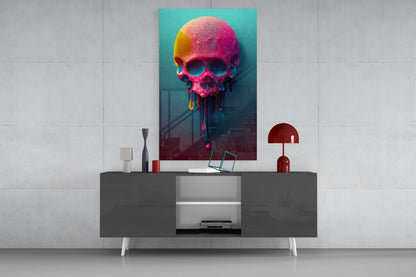 Melt of the Skull Glass Wall Art