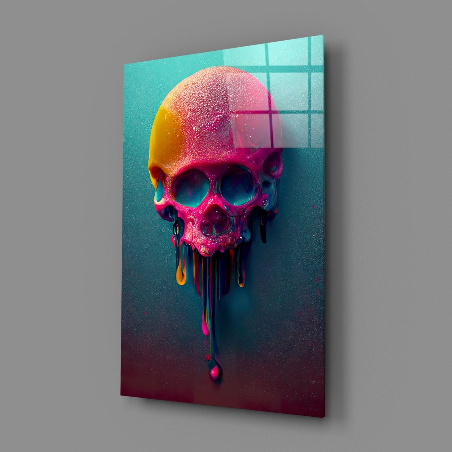 Melt of the Skull Glass Wall Art