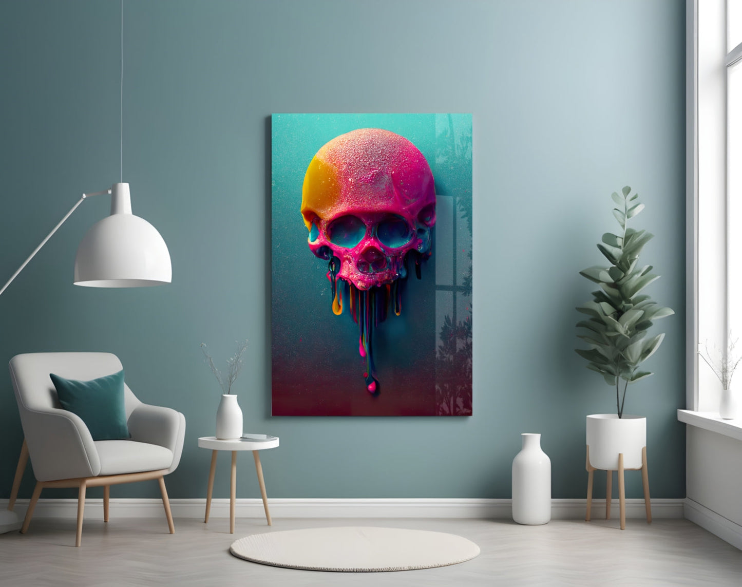 Melt of the Skull Glass Wall Art