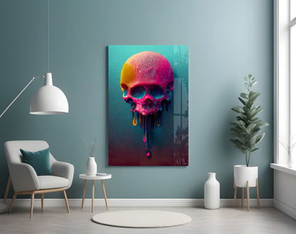 Melt of the Skull Glass Wall Art