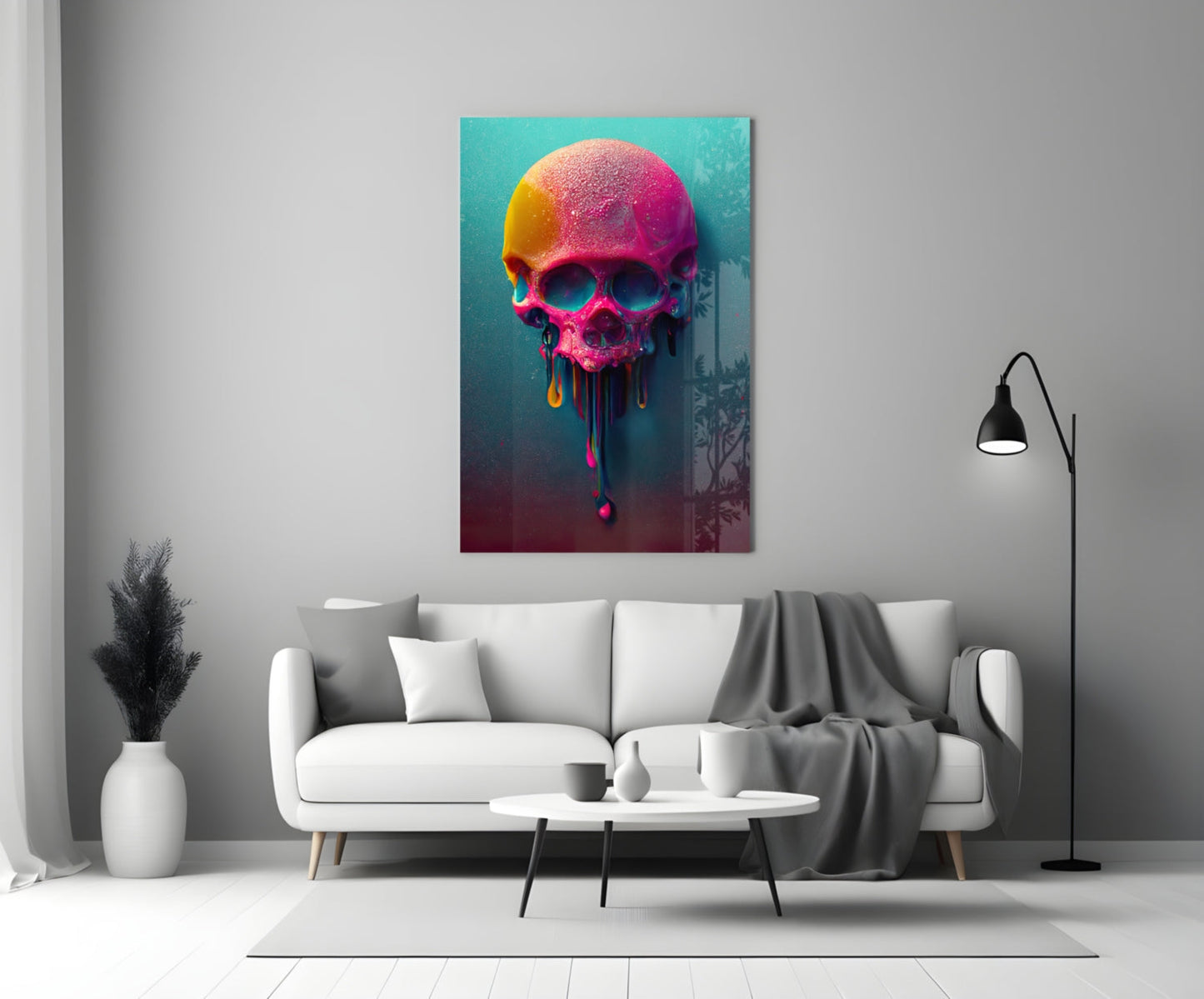 Melt of the Skull Glass Wall Art