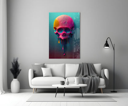 Melt of the Skull Glass Wall Art