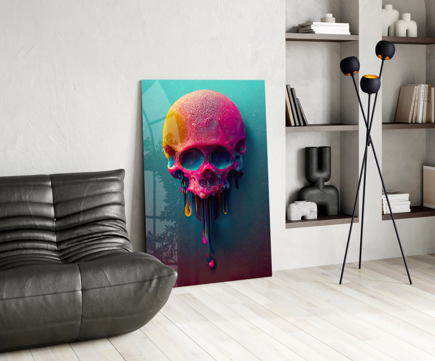 Melt of the Skull Glass Wall Art