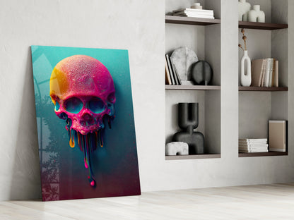 Melt of the Skull Glass Wall Art