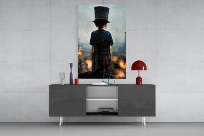 Burning the Past Glass Wall Art