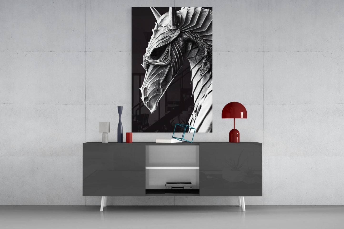 Iron Dragon Glass Wall Art