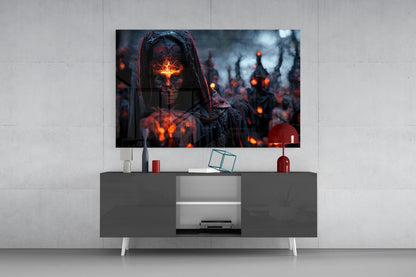 Fighters of the New Age Fire Sigil Glass Wall Art