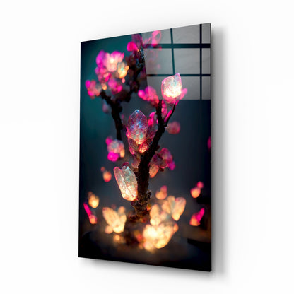 Fire Blooms Magenta Glass Wall Art
