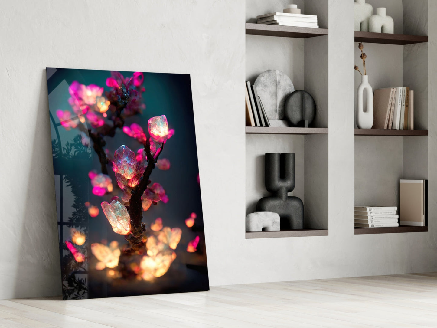 Fire Blooms Magenta Glass Wall Art