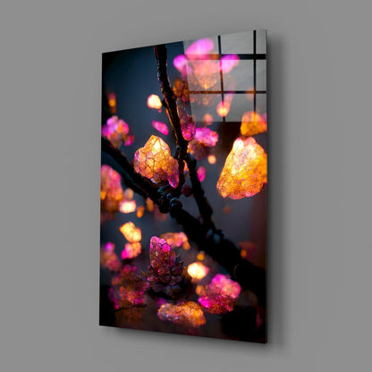 Fire Blooms Amber Glass Wall Art