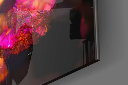 Fire Blooms Amber Glass Wall Art