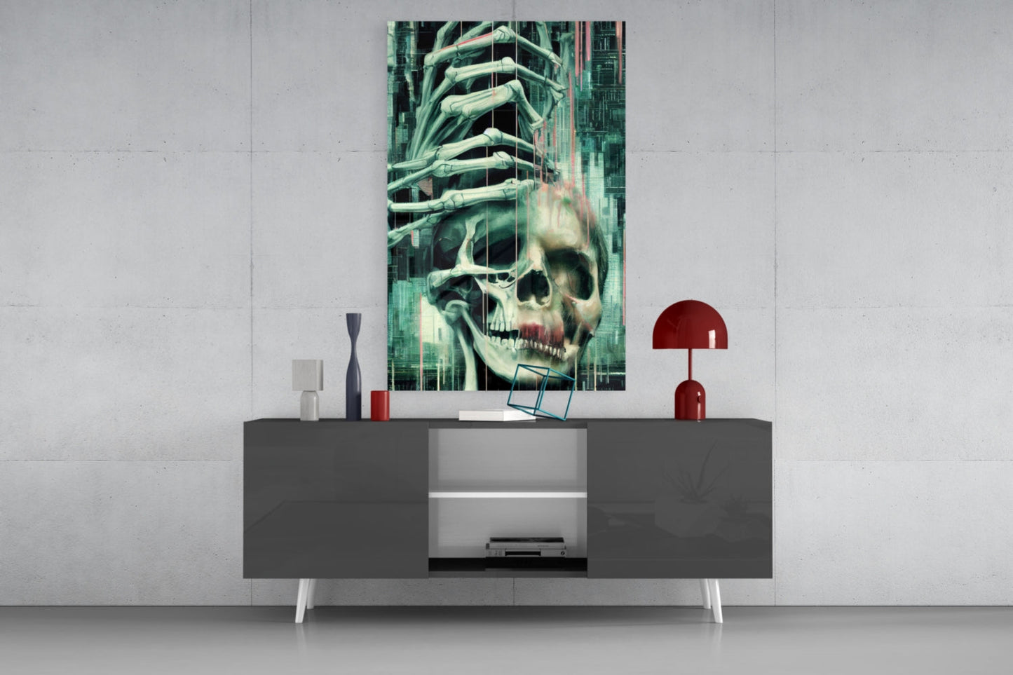 Fall of Skeletons Glass Wall Art