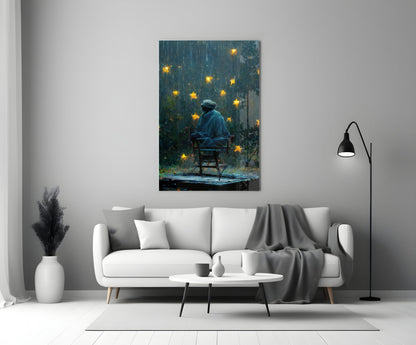 Star Rain Silver Mist Glass Wall Art