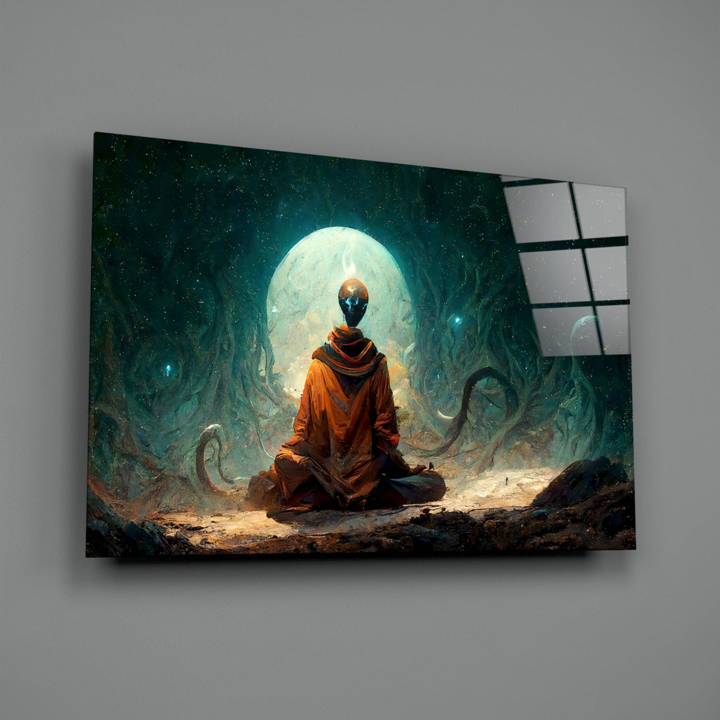 Cosmic Meditation Glass Wall Art