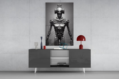 Humachine Chrome Robot Glass Wall Art