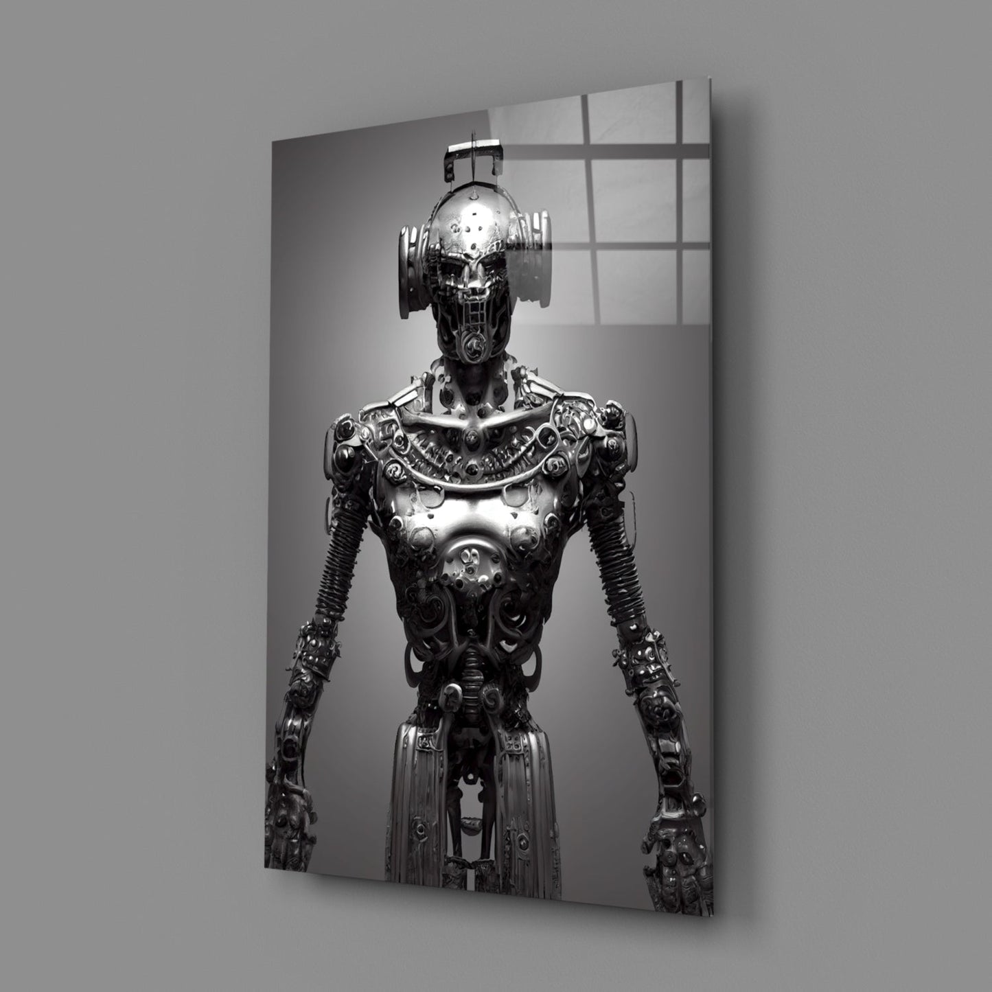 Humachine Chrome Robot Glass Wall Art