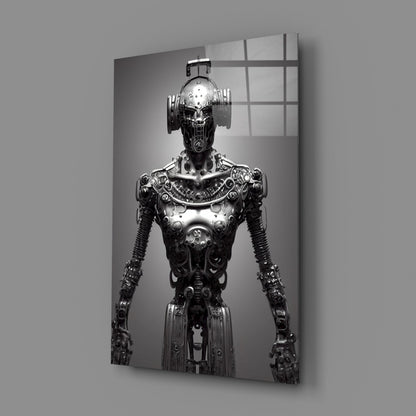 Humachine Chrome Robot Glass Wall Art