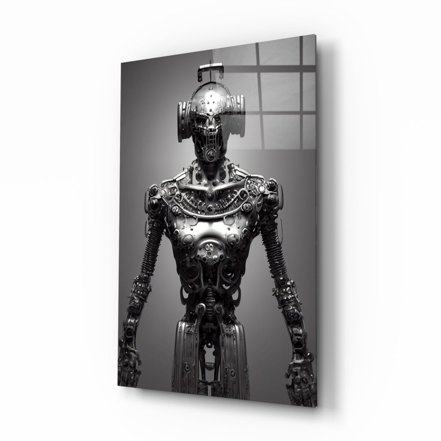 Humachine Chrome Robot Glass Wall Art