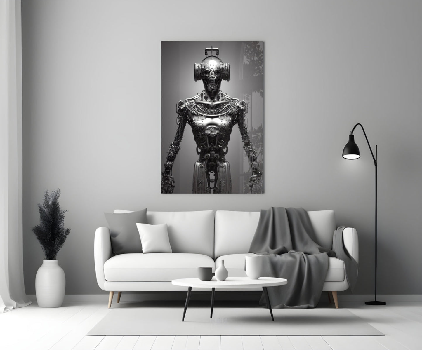 Humachine Chrome Robot Glass Wall Art