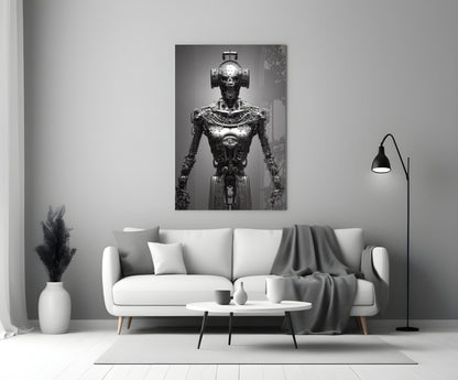 Humachine Chrome Robot Glass Wall Art