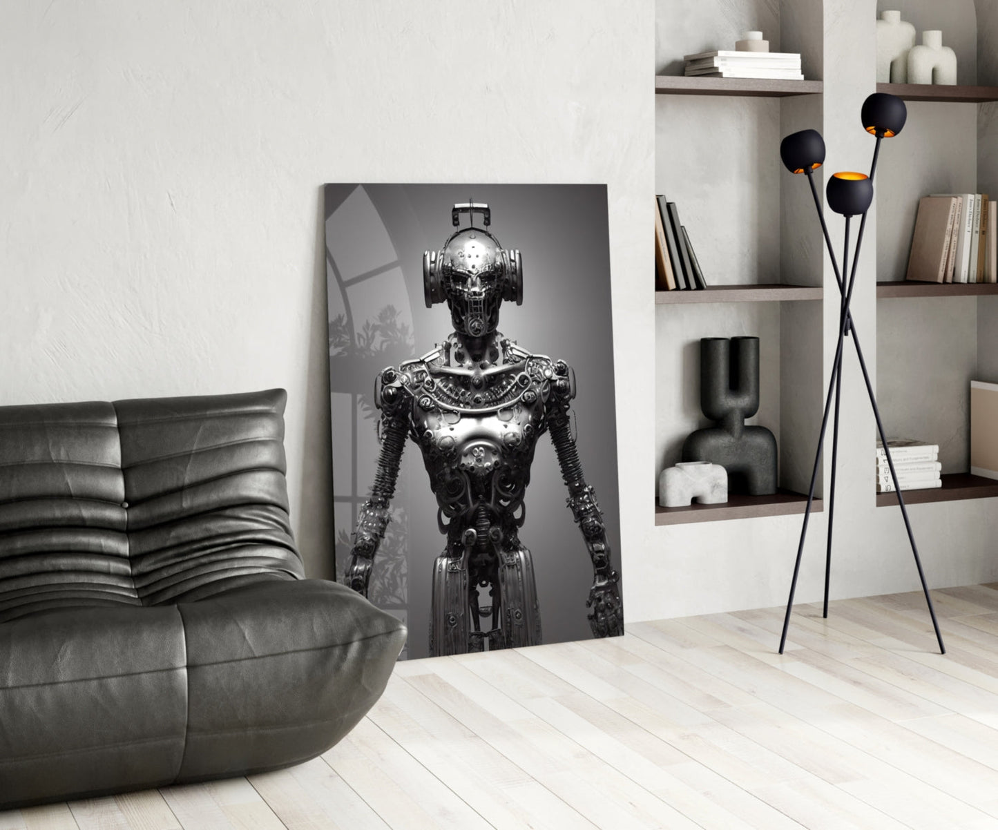 Humachine Chrome Robot Glass Wall Art