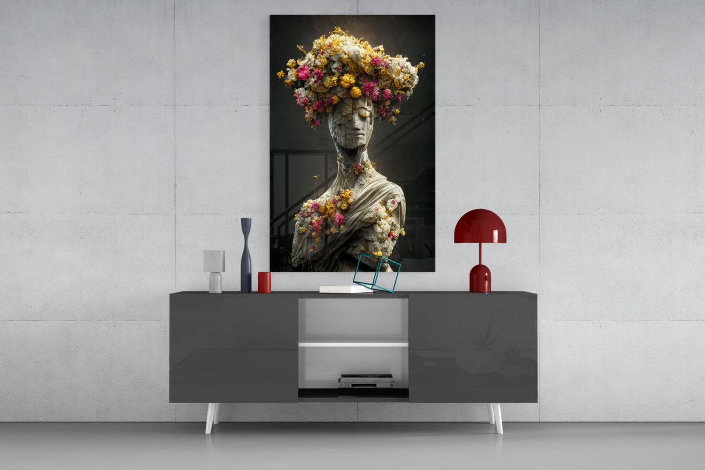 Abandoned Statue Glass Wall Art