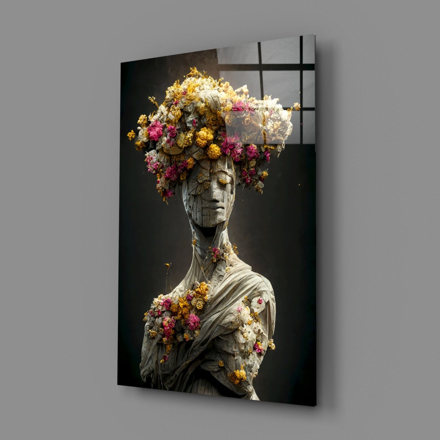 Abandoned Statue Glass Wall Art