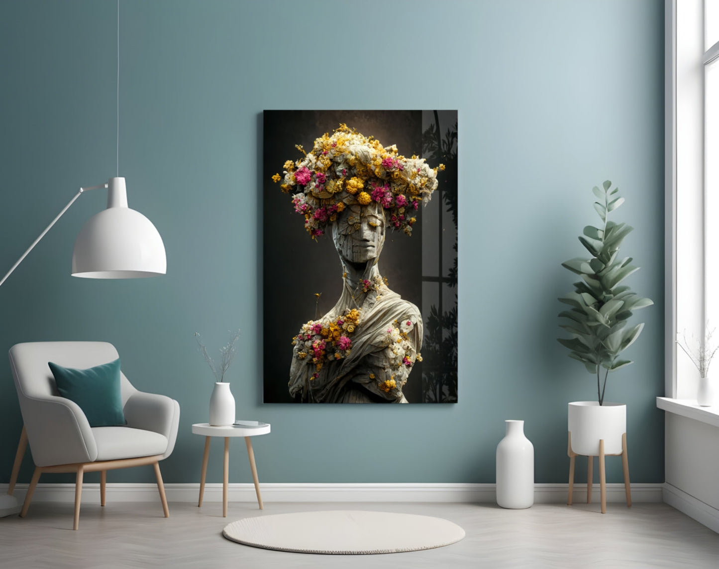 Abandoned Statue Glass Wall Art