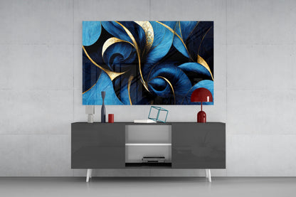 Curves Cobalt Spiral Glass Wall Art