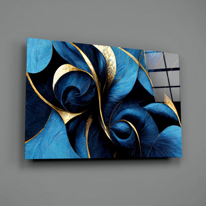 Curves Cobalt Spiral Glass Wall Art