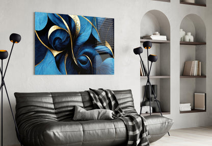 Curves Cobalt Spiral Glass Wall Art