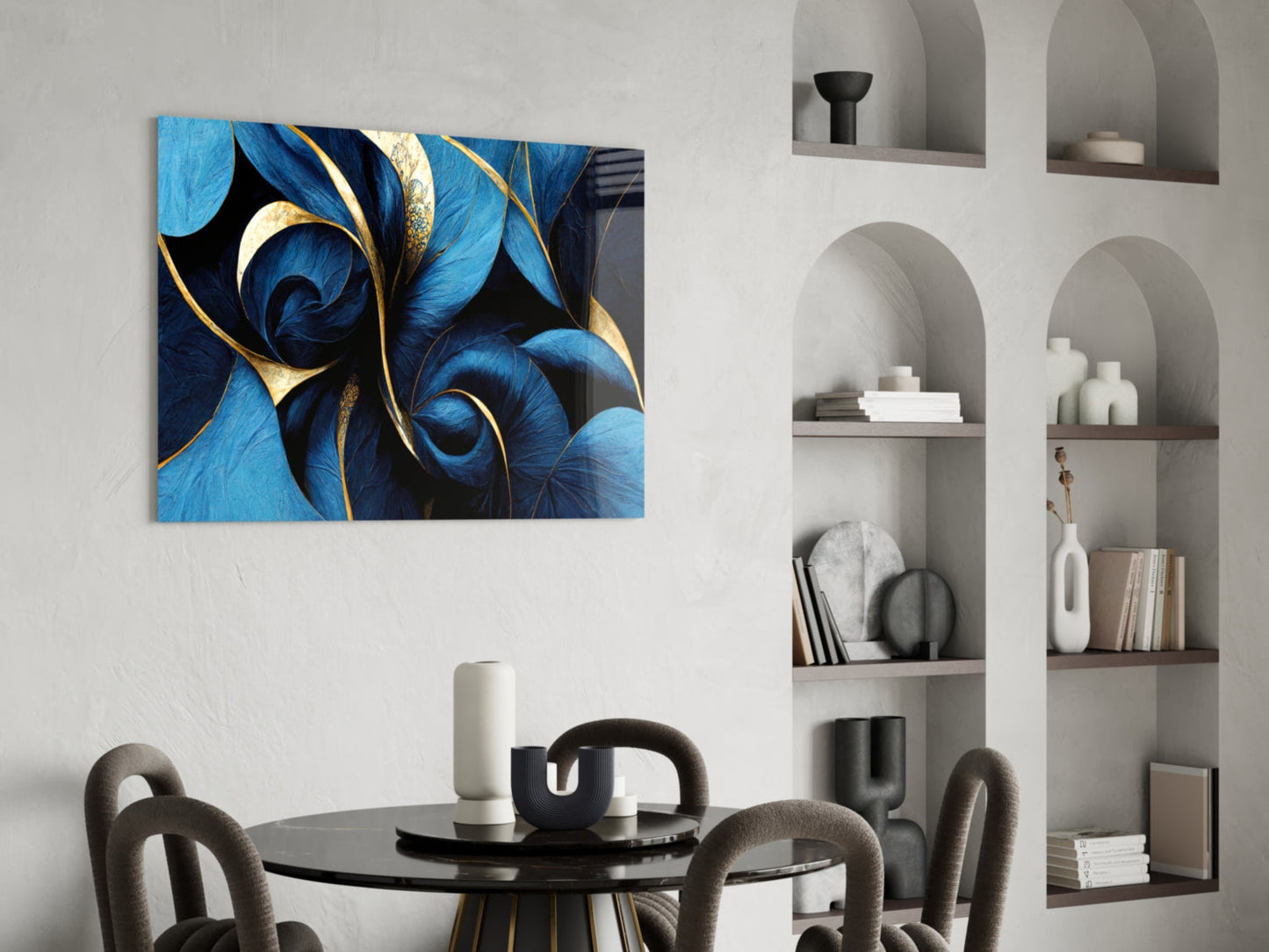 Curves Cobalt Spiral Glass Wall Art