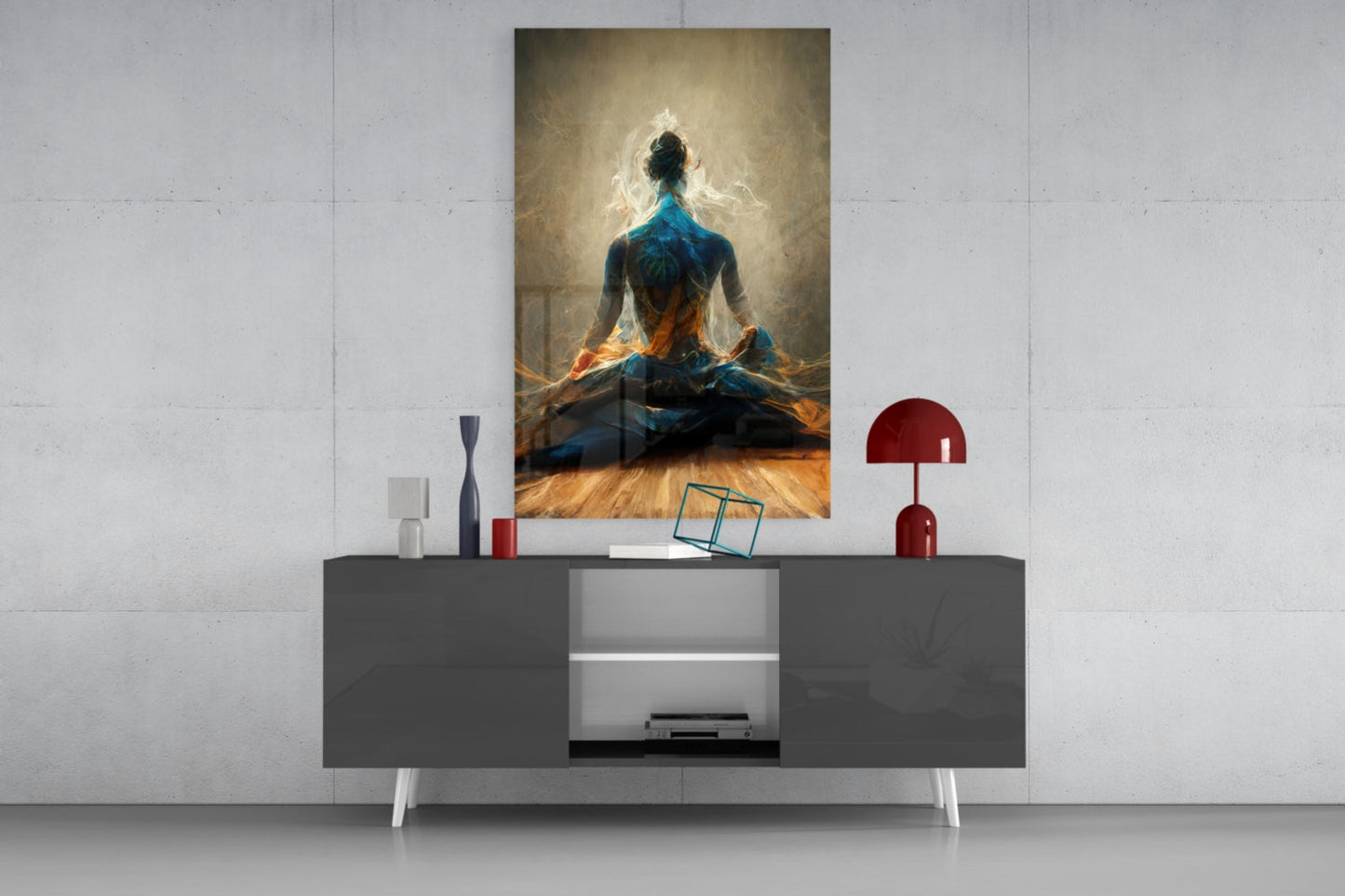 Indigo Meditation Glass Wall Art