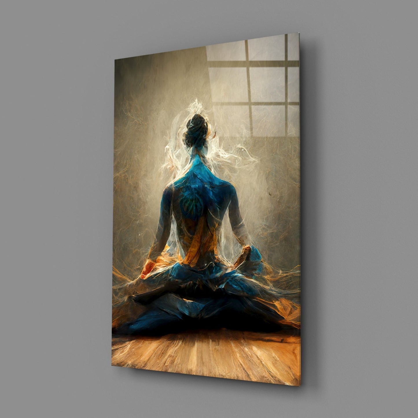 Indigo Meditation Glass Wall Art