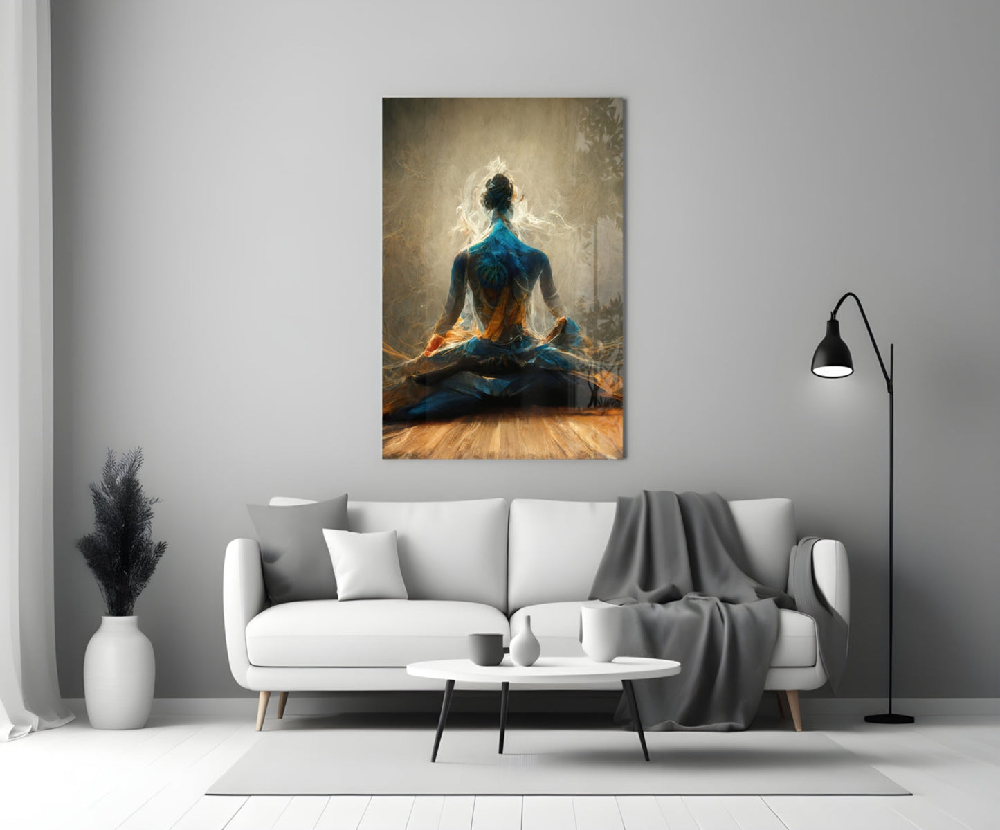 Indigo Meditation Glass Wall Art