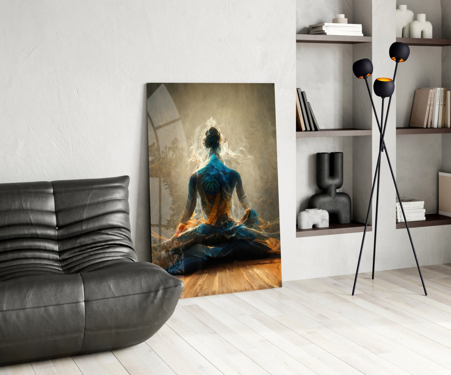 Indigo Meditation Glass Wall Art