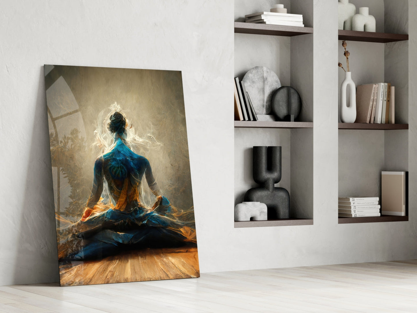 Indigo Meditation Glass Wall Art
