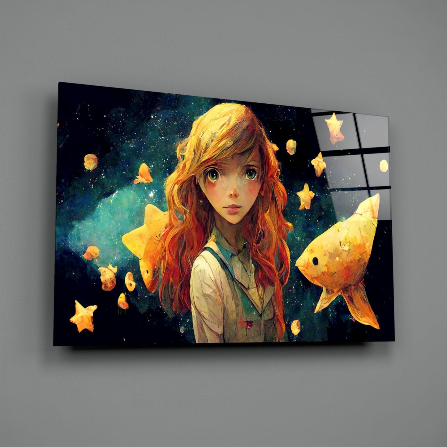 Space Aquarium Glass Wall Art