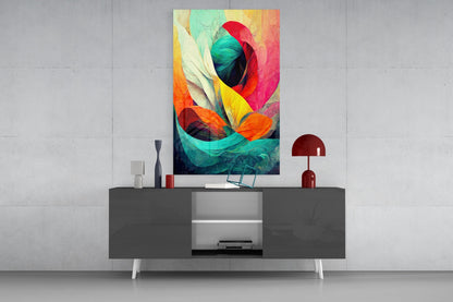 Hidden Swan Crimson Bloom Glass Wall Art