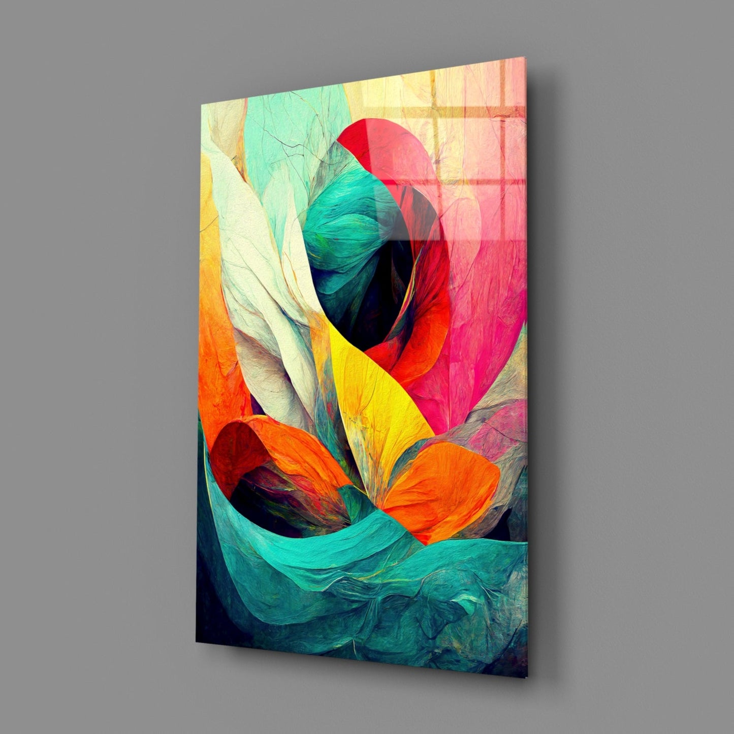 Hidden Swan Crimson Bloom Glass Wall Art