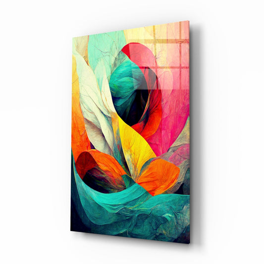 Hidden Swan Crimson Bloom Glass Wall Art