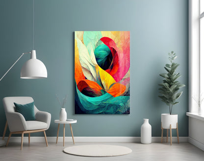 Hidden Swan Crimson Bloom Glass Wall Art