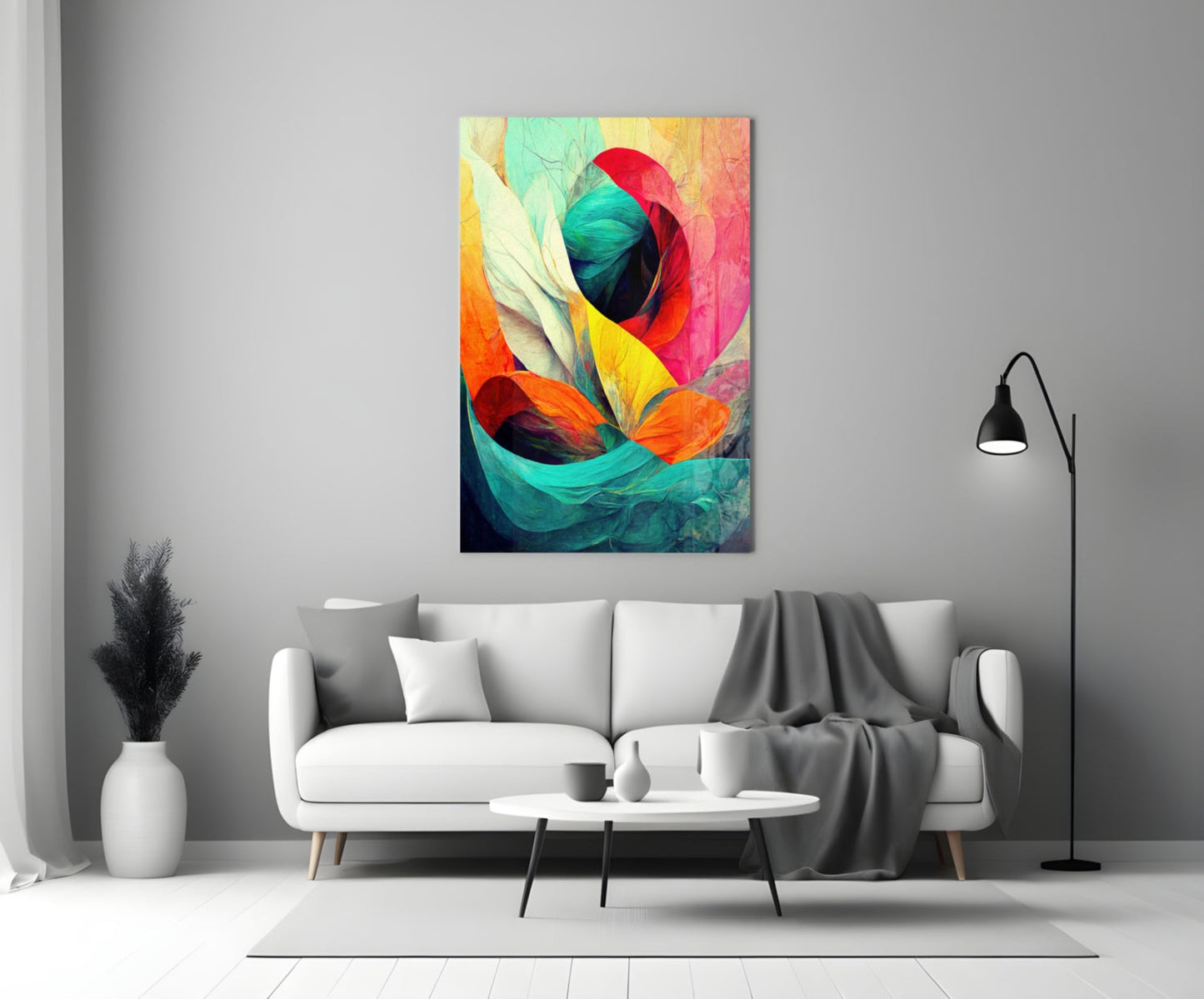 Hidden Swan Crimson Bloom Glass Wall Art