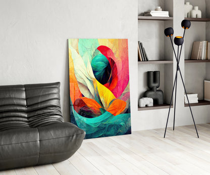 Hidden Swan Crimson Bloom Glass Wall Art