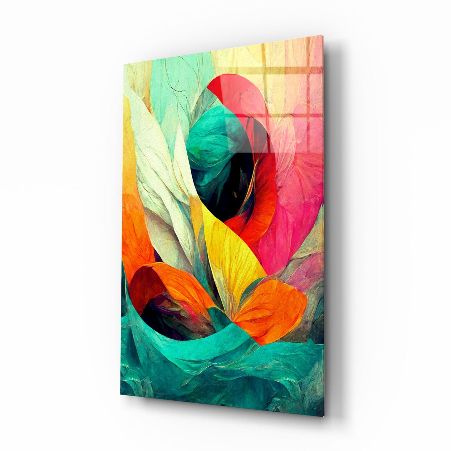 Hidden Swan Rose Bloom Glass Wall Art