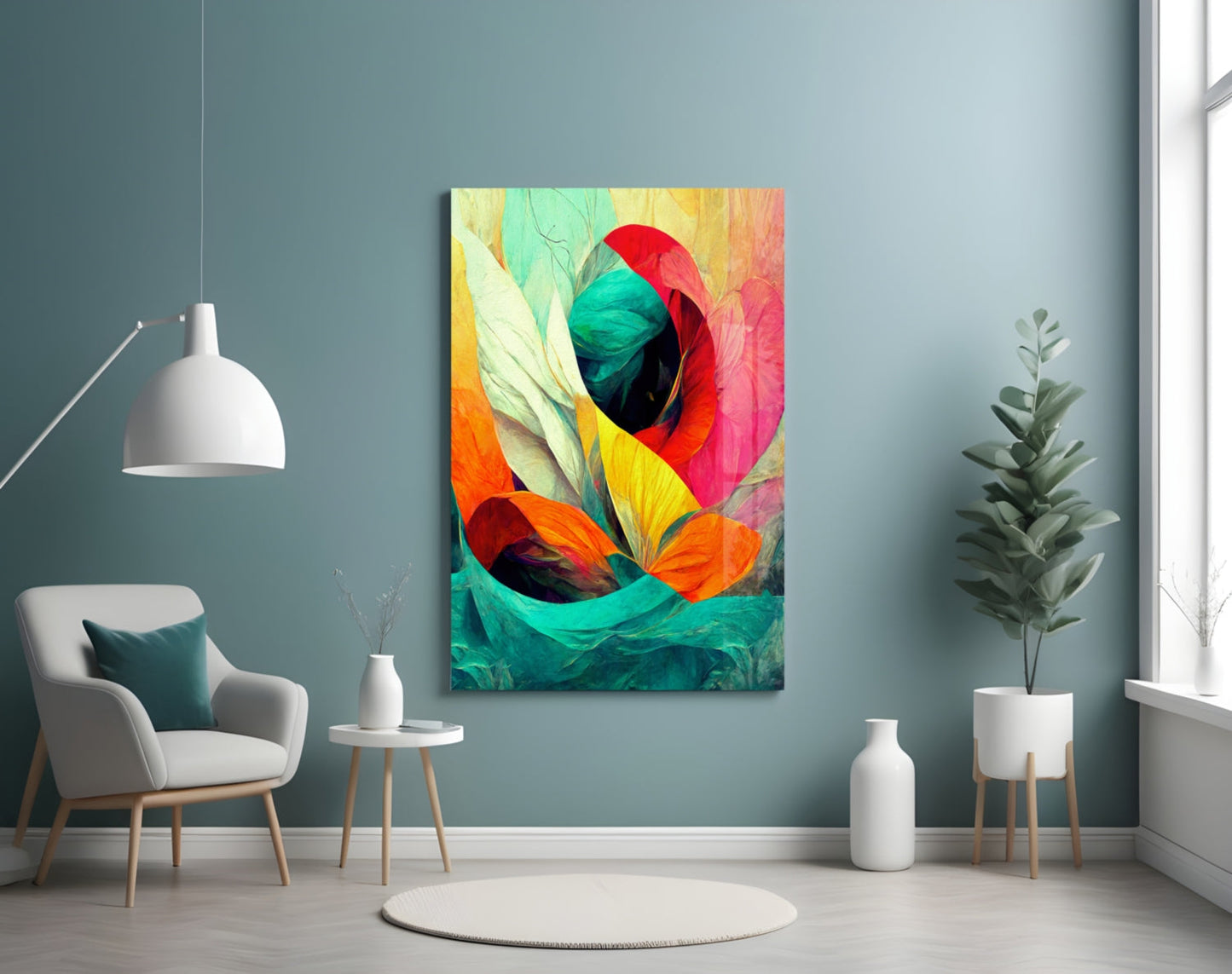 Hidden Swan Rose Bloom Glass Wall Art